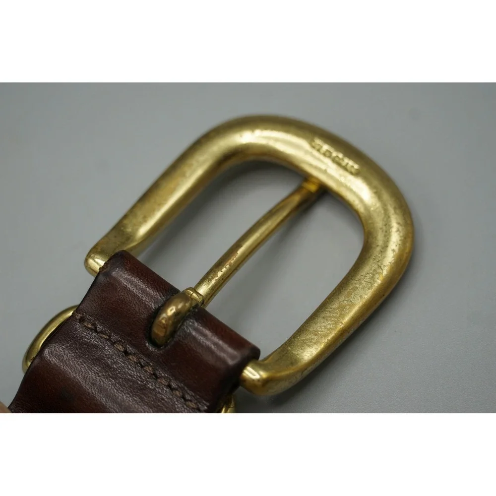 Coach Mens Braided Leather Belt Brown 38 Brass Buckle Woven 5022 Mahogany